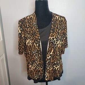 White Stag Women's Size X-Large Animal Print Stretch 2Fer Top 3/4 Sleeves